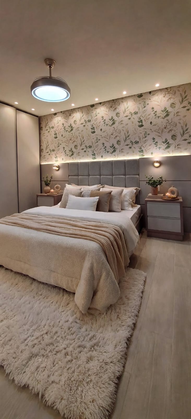 Suíte acolhedora — projeto de interiores de Juliana Balbim